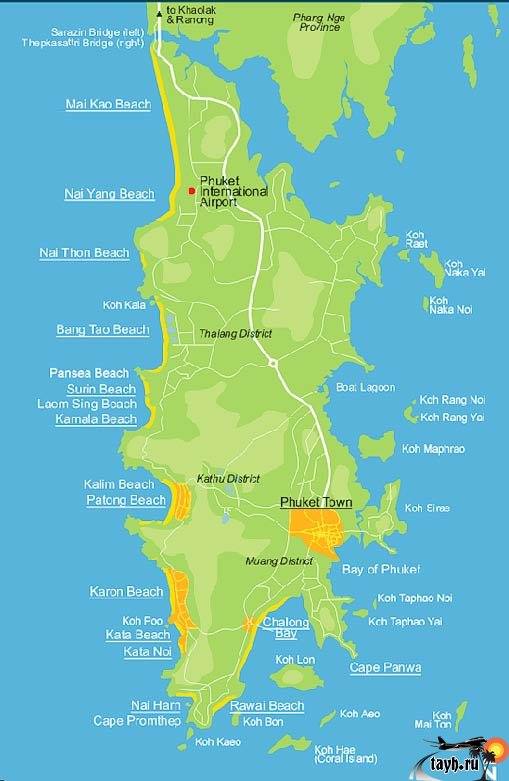 карта пляжей пхукета.Тайланд