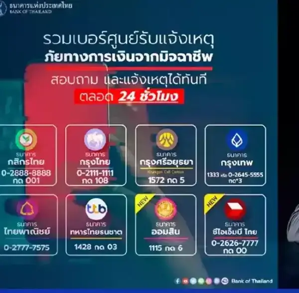 Горячая линия банков Таиланда  защитит от мошенников.